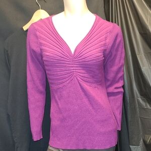 VINTAGE Jessica Magenta Ribbed Knit Top Size Large